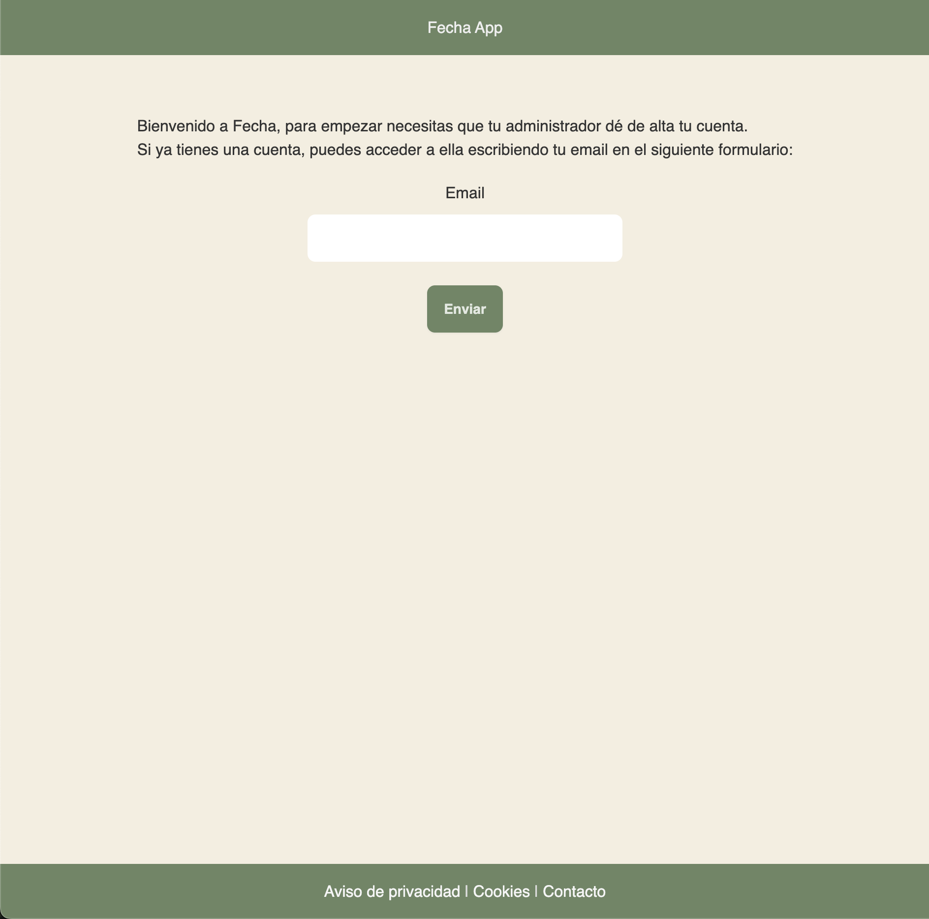 Pantalla de acceso