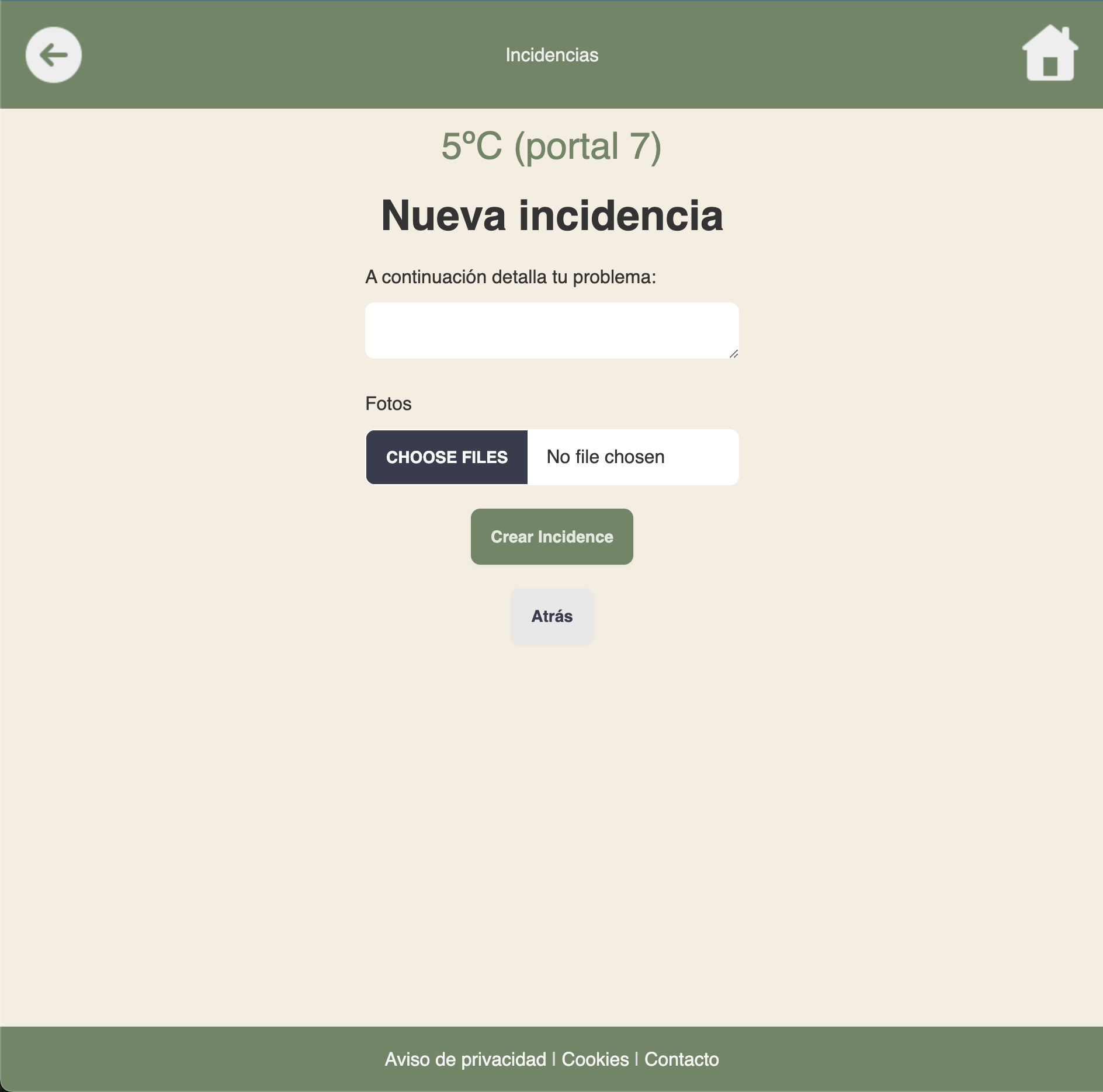 Nueva incidencia