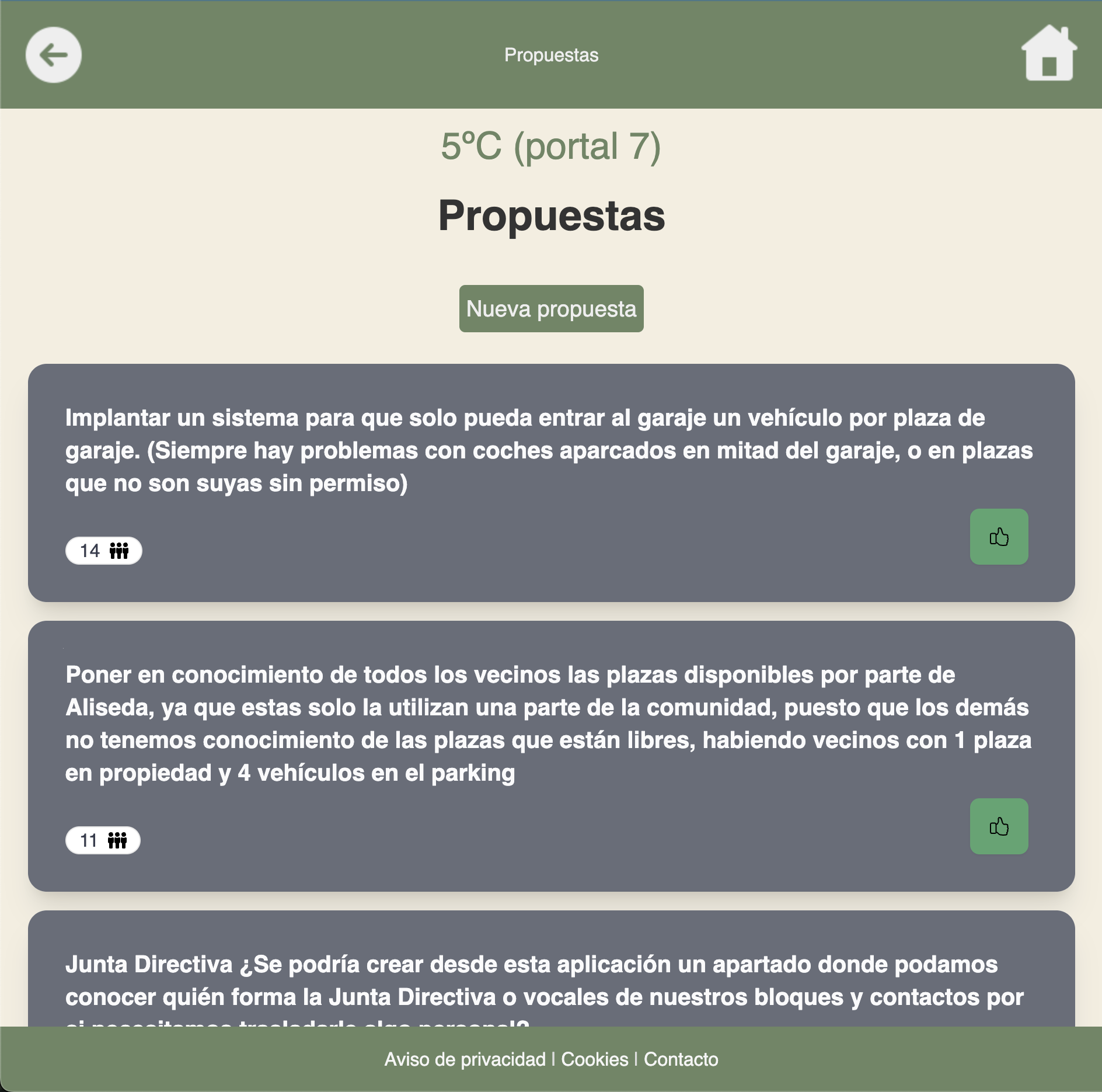 Sistema de propuestas